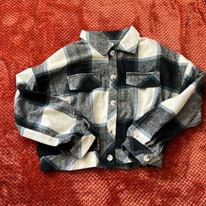Ladies Large Cropped Plaid Bomber NWOT